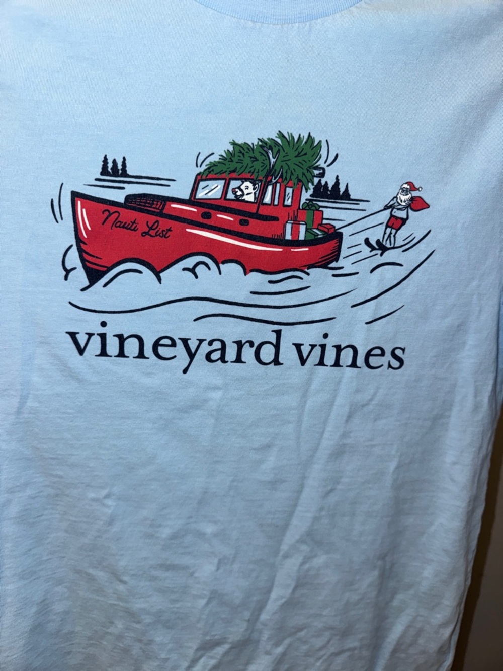 vineyard vines Boys' Water Ski Santa Short-Sleeve Tee, Nauti List, Sz XL 18 - Picture 4 of 7